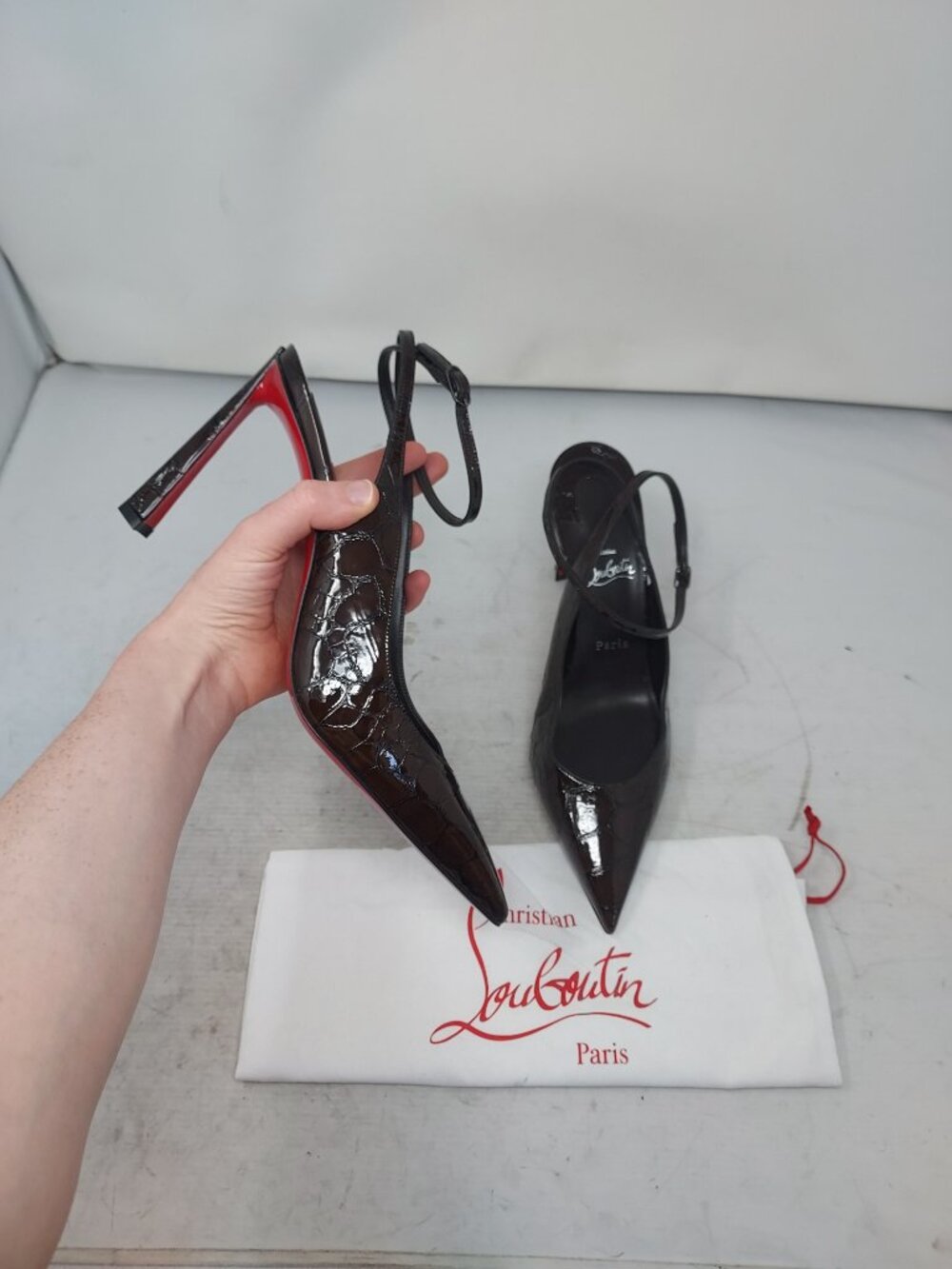 Christian Louboutin Black Strappy Condora Leather Heel Shoe